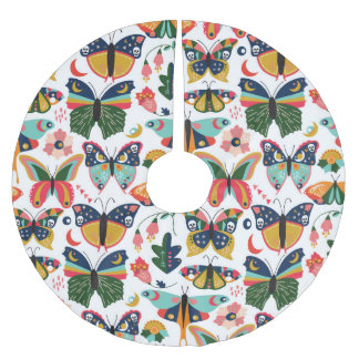 Boho Butterflies: Seamless Wallpaper Pattern. Brushed Polyester Tree Skirt