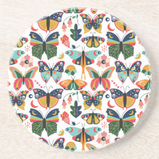 Boho Butterflies: Seamless Wallpaper Pattern. Coaster