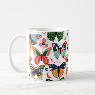 Boho Butterflies: Seamless Wallpaper Pattern. Coffee Mug