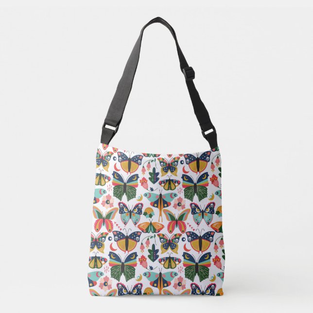 Boho Butterflies: Seamless Wallpaper Pattern. Crossbody Bag (Front)