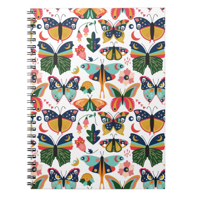 Boho Butterflies: Seamless Wallpaper Pattern. Notebook (Front)