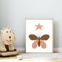 Boho Butterfly and a Star Nursery Room Print