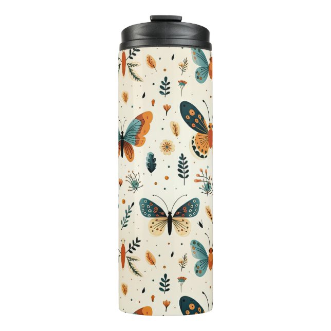 Boho Butterfly and Botanical Meadow Thermal Tumbler (Front)