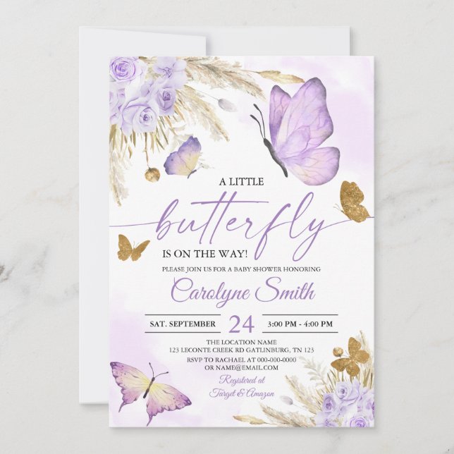Boho Butterfly Baby Shower Invitation (Front)