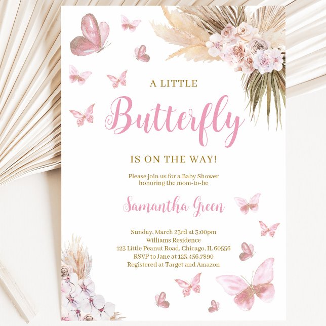 Boho Butterfly Baby Shower Invitation (Creator Uploaded)