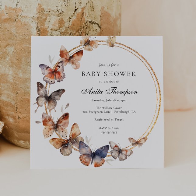 Boho Butterfly Baby Shower Invitation (Creator Uploaded)
