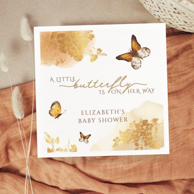 Boho Butterfly Baby Shower Napkin (Creator Uploaded)