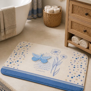 Boho Butterfly & Botanical Bath Mat