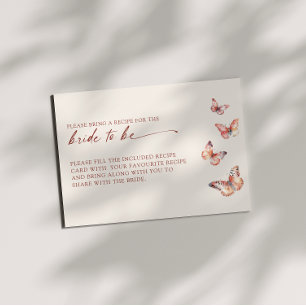 Boho Butterfly Bridal Shower Recipe Request Card