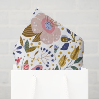 Boho Butterfly Colourful Wildflower Pattern Tissue Paper