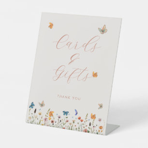 Boho Butterfly Floral Bridal Shower Cards & Gifts Pedestal Sign
