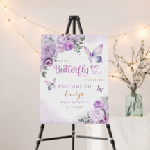 Boho Butterfly Floral Girl Baby Shower Welcome