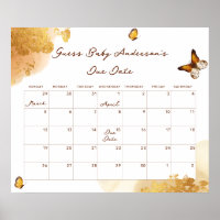 Boho Butterfly Guess Baby Due Date Calendar
