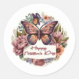Boho butterfly Happy Mother's Day stickers
