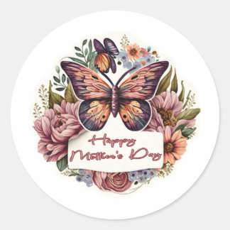 Boho butterfly Happy Mother's Day stickers