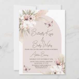 Boho Butterfly Kisses Baby Wishes Baby Shower Invitation