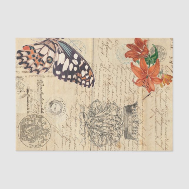 Boho Butterfly Left Decoupage Sheet (Front)