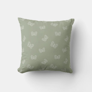Boho Butterfly Modern Baby Girl Neutral Sage Green Cushion