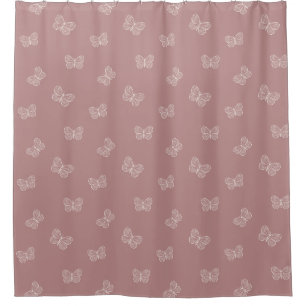 Boho Butterfly Pattern Neutral Modern Pink Mauve Shower Curtain