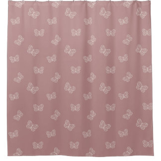 Boho Butterfly Pattern Neutral Modern Pink Mauve Shower Curtain