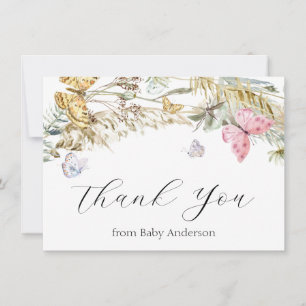 Boho Butterfly Shower Thank You Note Card