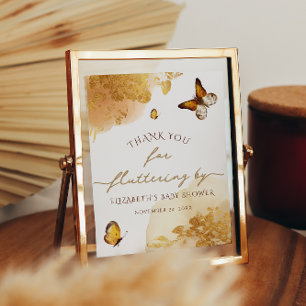 Boho Butterfly Thank You for Fluttering by Poster