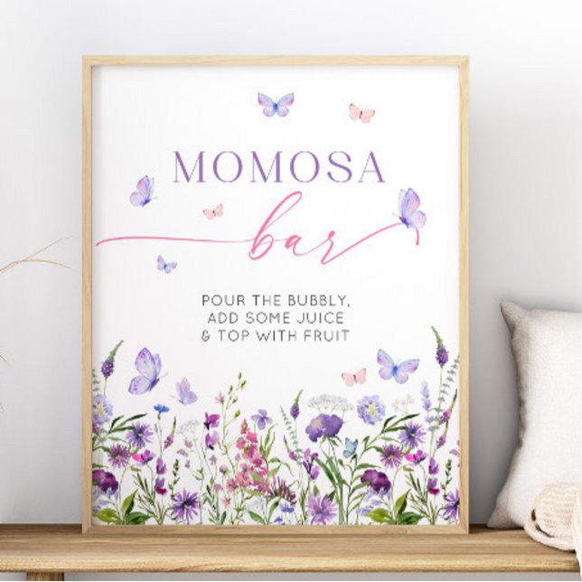 Boho Butterfly Wildflower Baby Shower Momosa Bar Poster (Boho Butterfly Wildflower Baby Shower Momosa Bar Poster)