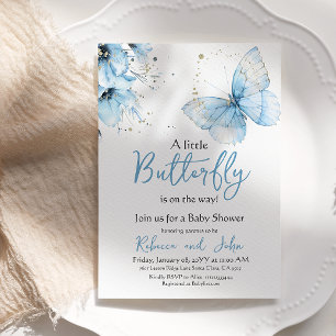 Boho Butterfly Wildflower Floral Boy Baby Shower Invitation