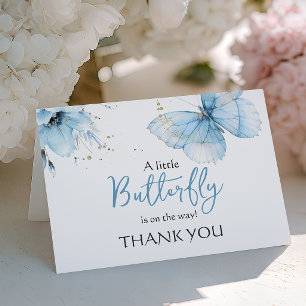 Boho Butterfly Wildflower Floral Boy Baby Shower Thank You Card
