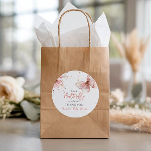 Boho Butterfly Wildflower Floral Girl Baby Shower Classic Round Sticker