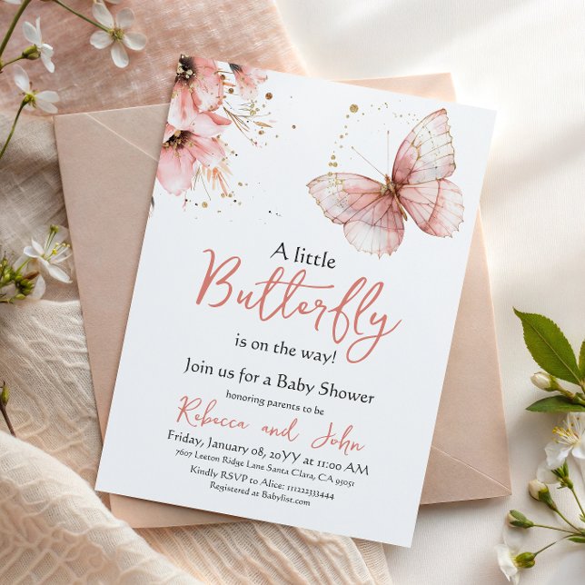 Boho Butterfly Wildflower Floral Girl Baby Shower Invitation (Creator Uploaded)