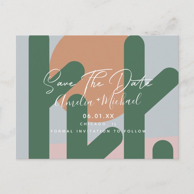 Boho Cactus and Sun Save the Date Postcard (Front)