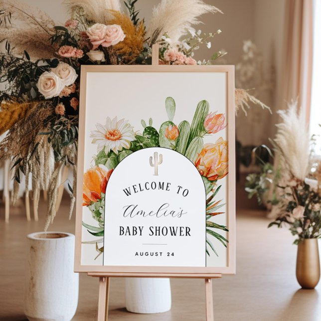 Boho Cactus Arch Baby Shower Welcome Poster (Creator Uploaded)