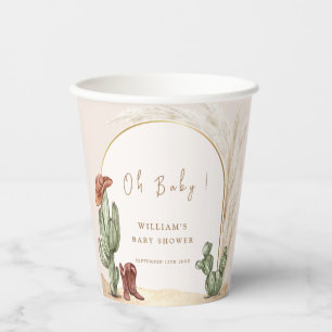 Boho Cactus Arch Desert Cowboy Baby Shower Paper Cups
