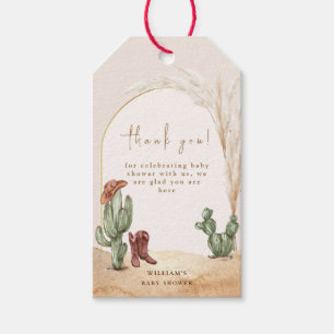 Boho Cactus Arch Desert Cowboy Baby Shower Thank Gift Tags