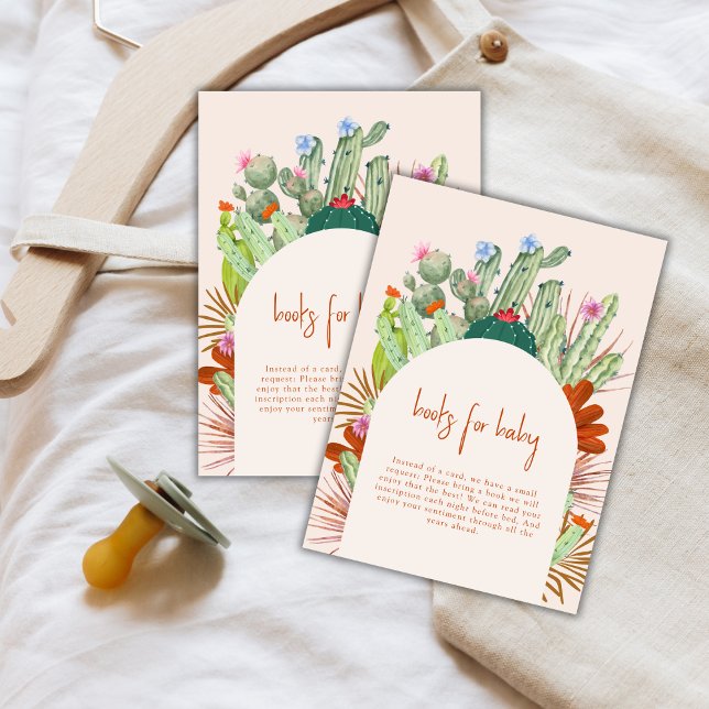 Boho Cactus Arch Desert Pampas Books Baby Shower  Enclosure Card (Boho Cactus Arch Desert Pampas Books Baby Shower Enclosure Card)