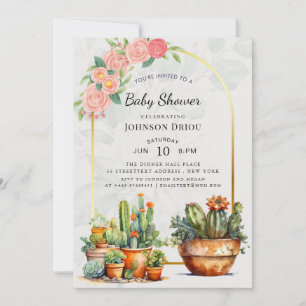 Boho Cactus Baby Shower Invitation