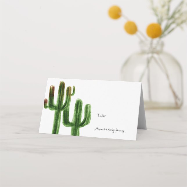 Boho Cactus Baby Shower Place Card (Front)