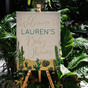 Boho Cactus Baby Shower Welcome Sign