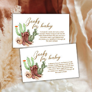 Boho Cactus Cowboy Shoes Books For Baby Shower Enclosure Card