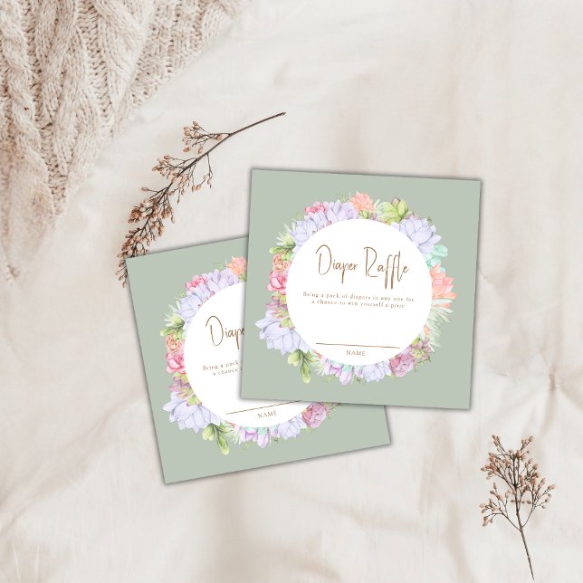Boho Cactus Desert Diaper Raffle Baby Shower  Enclosure Card (Boho Cactus Desert Diaper Raffle Baby Shower Enclosure Card)