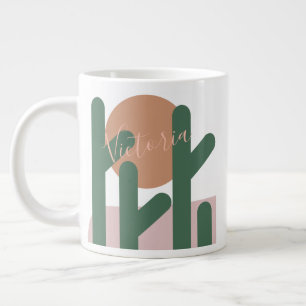 Boho Cactus Desert Sunset  Name  Giant Coffee Mug