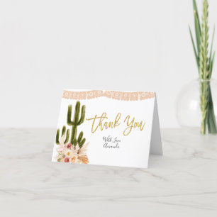 Boho Cactus Floral Bridal Shower Thank You card