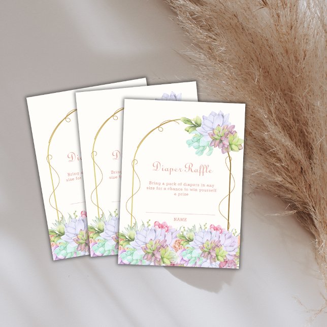 Boho Cactus Garden Diaper Raffle Baby Shower  Enclosure Card (Boho Cactus Garden Diaper Raffle Baby Shower Enclosure Card)