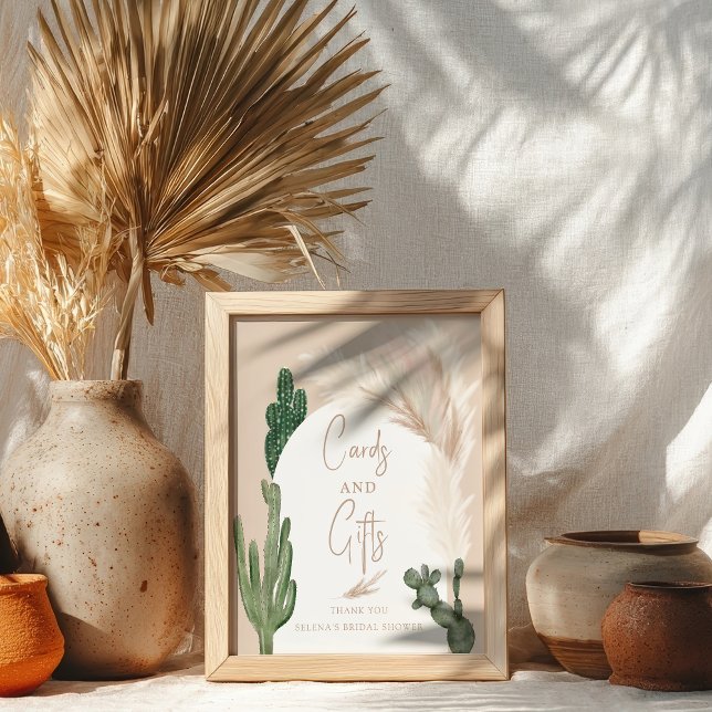 Boho cactus pampas cards gifts bridal shower poster (Boho cactus pampas cards gifts bridal shower poster)