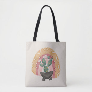 Boho Cactus Rainbow: Vibrant Desert Vibes Tote Bag