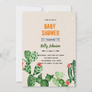 Boho cactus shower birthday invitation