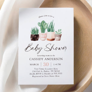 Boho Cactus Succulent Baby Shower Invitation