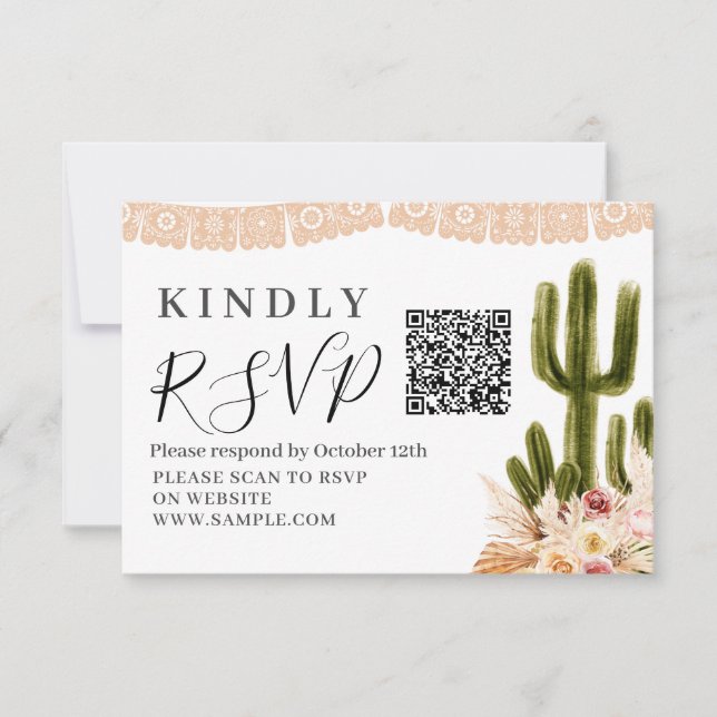 Boho Cactus Taco Bout Love Baby Shower Rsvp Card (Front)