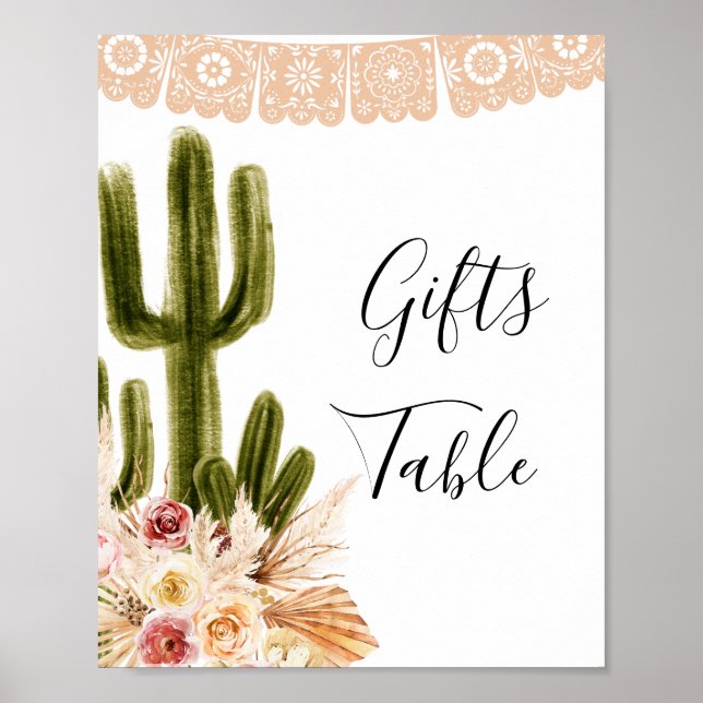 Boho Cactus Taco bout Love Gift Table  Poster (Front)